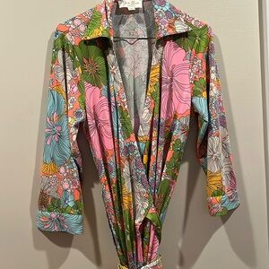 Flower print wrap dress